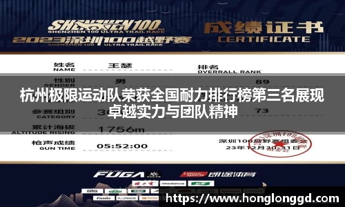 杭州极限运动队荣获全国耐力排行榜第三名展现卓越实力与团队精神